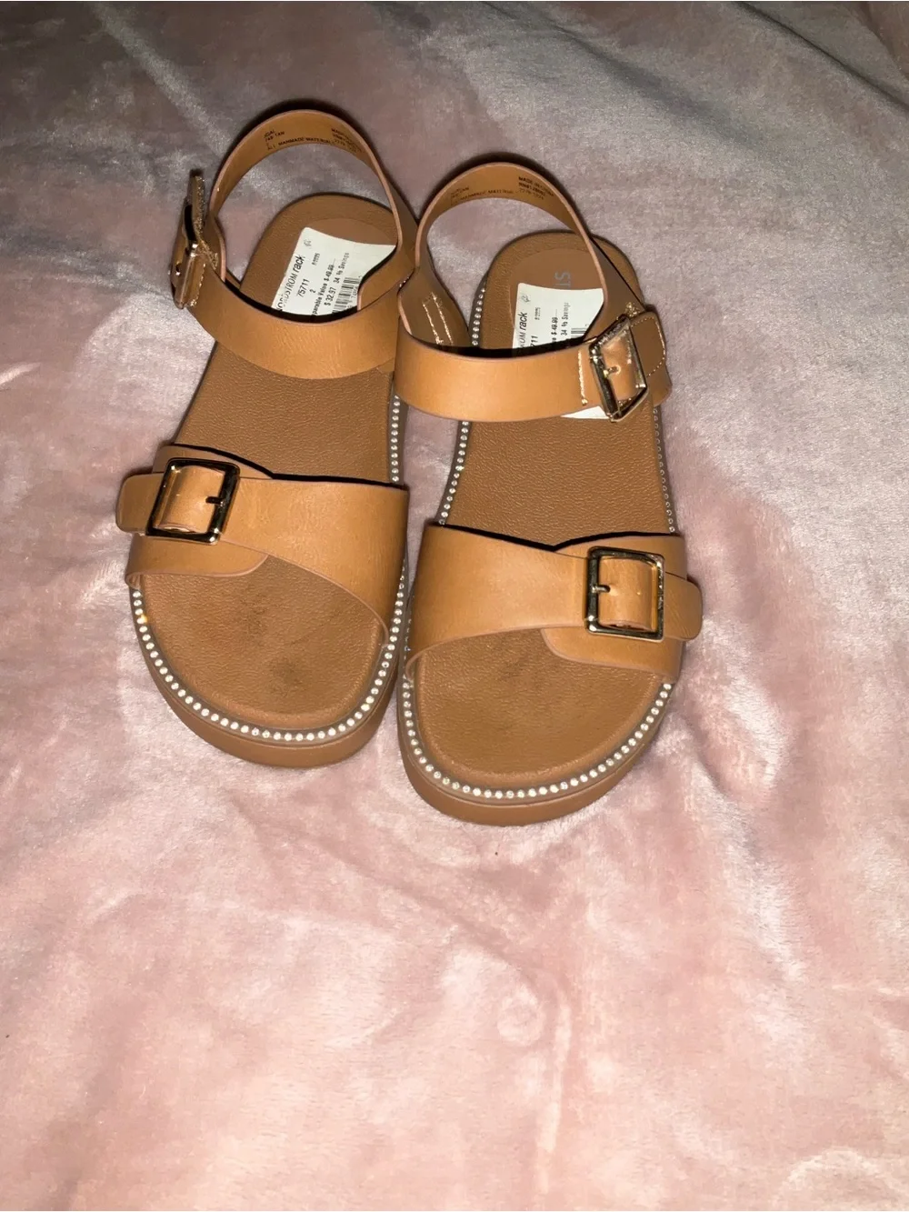 Steve Madden Kids Tan Double-Buckle Sandals